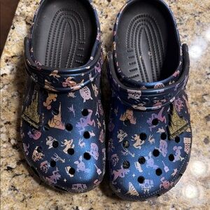 CROCS Disney 50th Walt Disney World Navy Blue Clogs with Fun Print